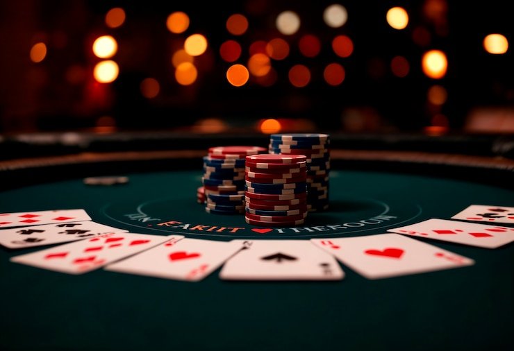 Tampilan studio live kasino mobafams dengan dealer profesional di pengaturan multi-kamera
